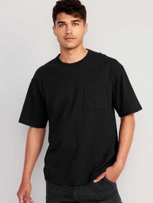 T Shirts Old Navy Slub-Knit Pocket T-Shirt Homme Noir | 962-XHPLVG