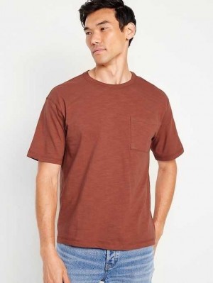 T Shirts Old Navy Slub-Knit Pocket T-Shirt Homme Cinnamon | 961-IYKXNL