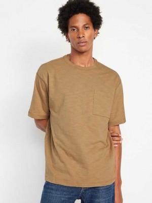 T Shirts Old Navy Slub-Knit Pocket T-Shirt Homme Teakwood | 305-AJBHIG