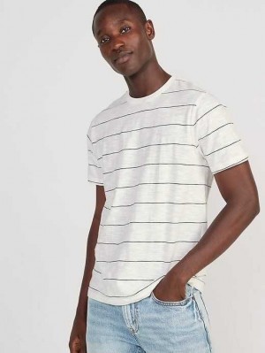 T Shirts Old Navy Slub-Knit T-Shirt Homme Blanche Bleu Marine | 746-BGEQAI