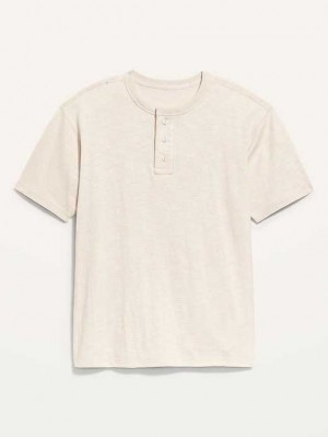 T Shirts Old Navy Slub-Knit Workwear Henley T-Shirt Homme Beige | 871-CXJEAO