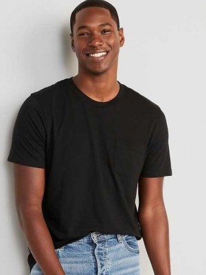 T Shirts Old Navy Soft-Washed Chest-Pocket Crew-Neck T-Shirt Homme Noir | 527-PUYSAI