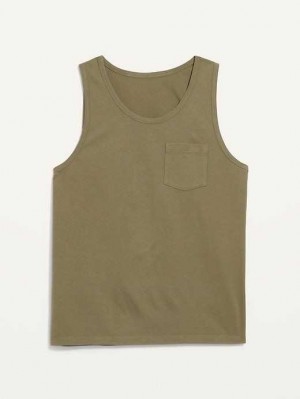T Shirts Old Navy Soft-Washed Chest-Pocket Tank Top Homme Dill Caper | 417-CDLVSY