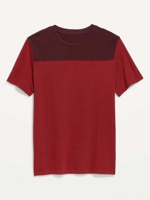 T Shirts Old Navy Soft-Washed Color-Block Football T-Shirt Homme Rouge Bordeaux | 750-YVPSWK