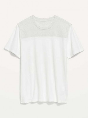 T Shirts Old Navy Soft-Washed Color-Block Football T-Shirt Homme Blanche Grise | 415-GDZJEN