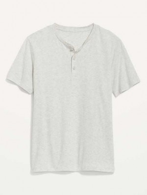 T Shirts Old Navy Soft-Washed Corta-Sleeve Henley T-Shirt Homme Beige | 702-UHGBNL