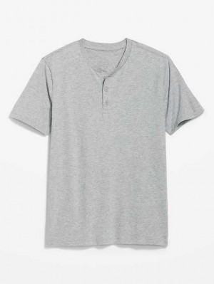 T Shirts Old Navy Soft-Washed Corta-Sleeve Henley T-Shirt Homme Grise | 637-RBCVHL