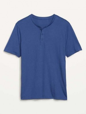 T Shirts Old Navy Soft-Washed Corta-Sleeve Henley T-Shirt Homme Mariana Trench | 564-WLPDMJ