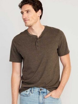T Shirts Old Navy Soft-Washed Corta-Sleeve Henley T-Shirt Homme Cafe | 389-GDVLCM