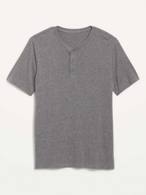 T Shirts Old Navy Soft-Washed Corta-Sleeve Henley T-Shirt Homme Grise | 295-WOZAGF