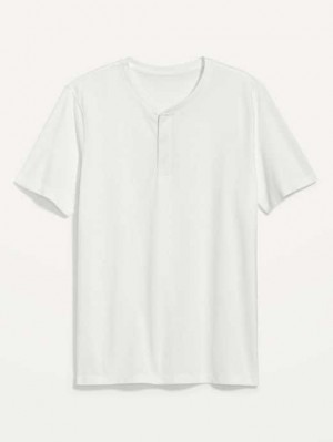 T Shirts Old Navy Soft-Washed Corta-Sleeve Henley T-Shirt Homme Blanche | 284-TXSVJZ