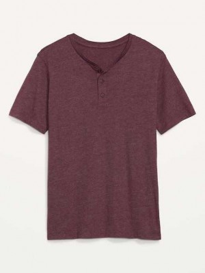 T Shirts Old Navy Soft-Washed Corta-Sleeve Henley T-Shirt Homme Raisin Arizona | 149-LPSAQH