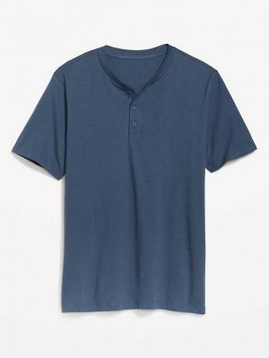 T Shirts Old Navy Soft-Washed Corta-Sleeve Henley T-Shirt Homme Calm Night | 860-DZWJBL