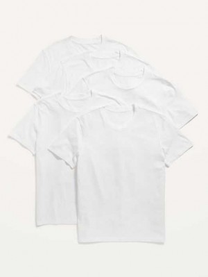 T Shirts Old Navy Soft-Washed Crew-Neck T-Shirt 5-Pack Homme Blanche | 680-FLTQAM