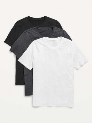 T Shirts Old Navy Soft-Washed Crew-Neck T-Shirt 3-Pack Homme Grise Foncé | 438-BLTYVP