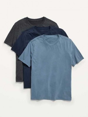 T Shirts Old Navy Soft-Washed Crew-Neck T-Shirt 3-Pack Homme Wintry Waters | 405-WOPMQX