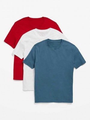 T Shirts Old Navy Soft-Washed Crew-Neck T-Shirt 3-Pack Homme Rouge | 389-PHAXKZ