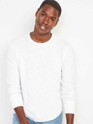 T Shirts Old Navy Soft-Washed Curved-Hem Long-Sleeve T-Shirt Homme Blanche | 741-NITJOY