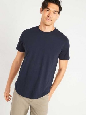T Shirts Old Navy Soft-Washed Curved-Hem T-Shirt Homme Bleu Marine | 986-CERDVN