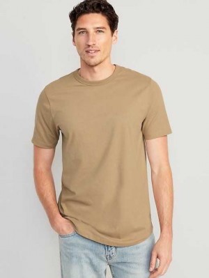 T Shirts Old Navy Soft-Washed Curved-Hem T-Shirt Homme Teakwood | 498-HBAUCX