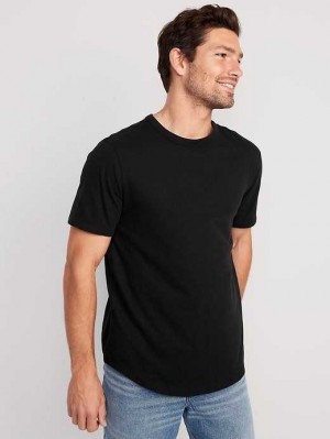 T Shirts Old Navy Soft-Washed Curved-Hem T-Shirt Homme Noir | 439-UTWYDQ