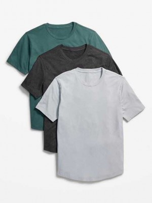 T Shirts Old Navy Soft-Washed Curved-Hem T-Shirt 3-Pack Homme Bleu Bleu Clair | 269-AYBWML