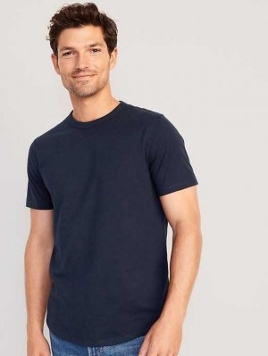 T Shirts Old Navy Soft-Washed Curved-Hem T-Shirt Homme Bleu Marine | 238-ONMRVF