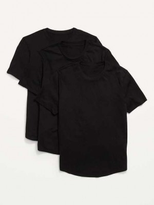 T Shirts Old Navy Soft-Washed Curved-Hem T-Shirt 3-Pack Homme Noir | 980-GUFVDI