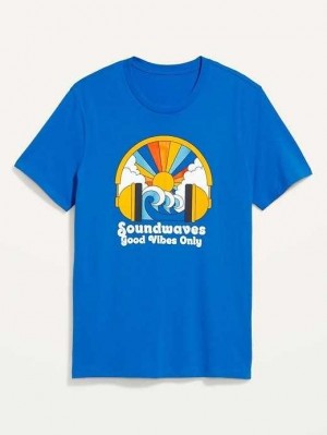 T Shirts Old Navy Soft-Washed Graphique T-Shirt Homme Soundwaves Good Vibes Only | 617-ISGWNP