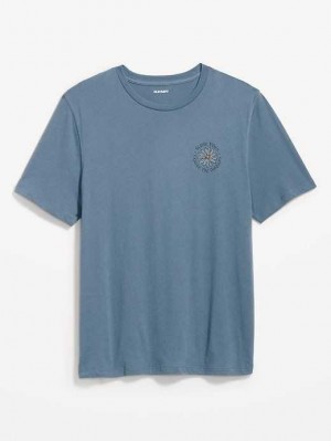 T Shirts Old Navy Soft-Washed Graphique T-Shirt Homme Wintry Waters | 601-RYPCVO