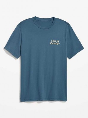 T Shirts Old Navy Soft-Washed Graphique T-Shirt Homme Bleu | 509-KIAFVO