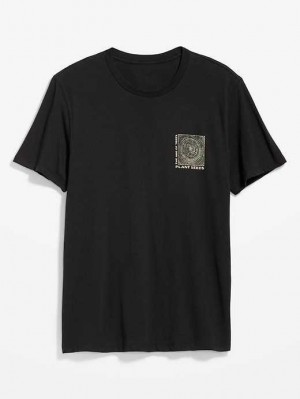 T Shirts Old Navy Soft-Washed Graphique T-Shirt Homme Noir | 470-QESFAM