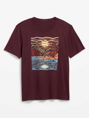 T Shirts Old Navy Soft-Washed Graphique T-Shirt Homme Raisin Arizona | 289-UDBEGJ