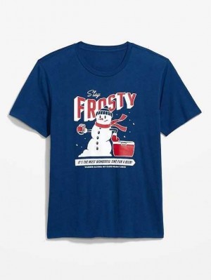 T Shirts Old Navy Soft-Washed Graphique T-Shirt Homme Bleu | 241-SPHMFE