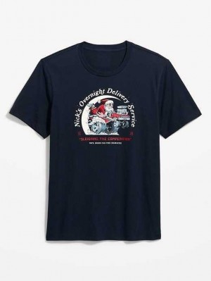 T Shirts Old Navy Soft-Washed Graphique T-Shirt Homme Bleu Marine | 208-QYCXVB