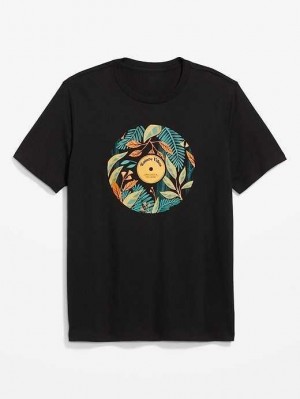 T Shirts Old Navy Soft-Washed Graphique T-Shirt Homme Noir | 180-OCHFPI