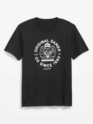 T Shirts Old Navy Soft-Washed Graphique T-Shirt Homme Noir | 098-MOLYUW