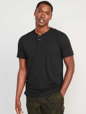 Vêtements De Sport Old Navy Beyond 4-Way Stretch Henley T-Shirt Homme Noir | 639-NDPTXA