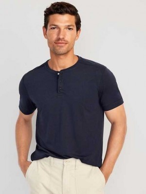 Vêtements De Sport Old Navy Beyond 4-Way Stretch Henley T-Shirt Homme Bleu Marine | 941-ZSWNGI