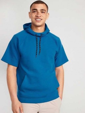 Vêtements De Sport Old Navy Dynamic Fleece Textured Rib-Knit Corta-Sleeve Pullover Hoodie Homme Open Water | 640-IJBGKZ