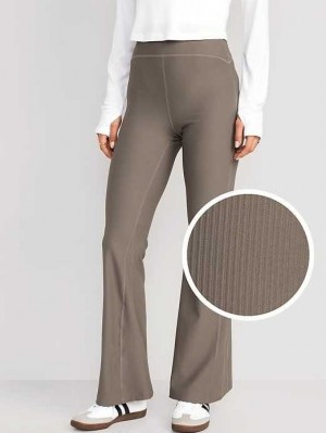 Vêtements De Sport Old Navy Extra High-Waisted PowerSoft Rib-Knit Super Flare Leggings Femme Grise | 397-QRMAGH