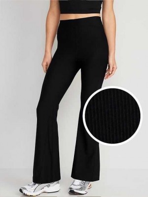 Vêtements De Sport Old Navy Extra High-Waisted PowerSoft Rib-Knit Super Flare Leggings Femme Noir | 192-YNKGHU