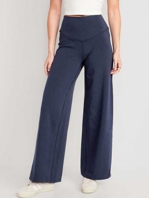 Vêtements De Sport Old Navy Extra High-Waisted PowerChill Larges-Leg Yoga Pants Femme Bleu Marine | 095-ZGYXDI