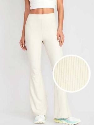 Vêtements De Sport Old Navy Extra High-Waisted PowerSoft Rib-Knit Super Flare Leggings Femme Beige | 846-WALFZB