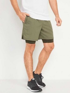 Vêtements De Sport Old Navy Go 2-in-1 Workout Shorts + Base Layer Homme Vert Olive | 596-RCHPNI