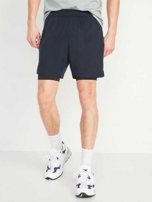 Vêtements De Sport Old Navy Go 2-in-1 Workout Shorts + Base Layer Homme Bleu Marine | 843-FJCSIB