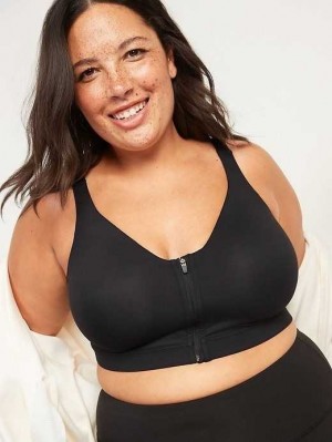 Vêtements De Sport Old Navy High-Support PowerSoft Zip-Front Sports Bra Femme Noir | 234-WUAPVR