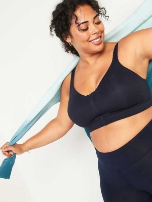 Vêtements De Sport Old Navy High-Support PowerSoft Zip-Front Sports Bra Femme Bleu Marine | 096-PDJGYZ