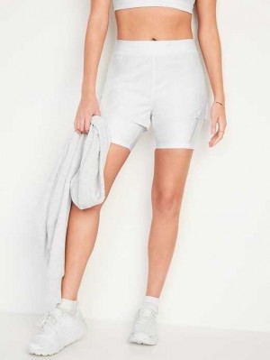 Vêtements De Sport Old Navy High-Waisted 2-in-1 StretchTech Shorts Femme Blanche | 460-NOQAVZ