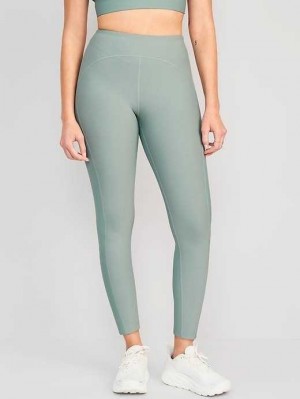 Vêtements De Sport Old Navy High-Waisted PowerSoft 7/8 Mixed-Fabric Leggings Femme Vert | 809-GLAWQV